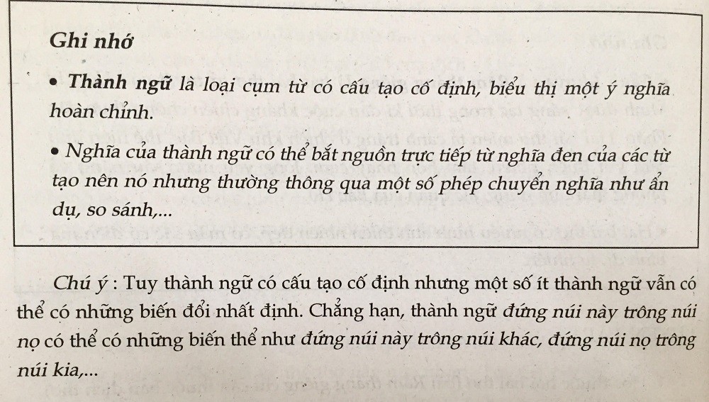 Khái Niệm Thành Ngữ Lớp 7