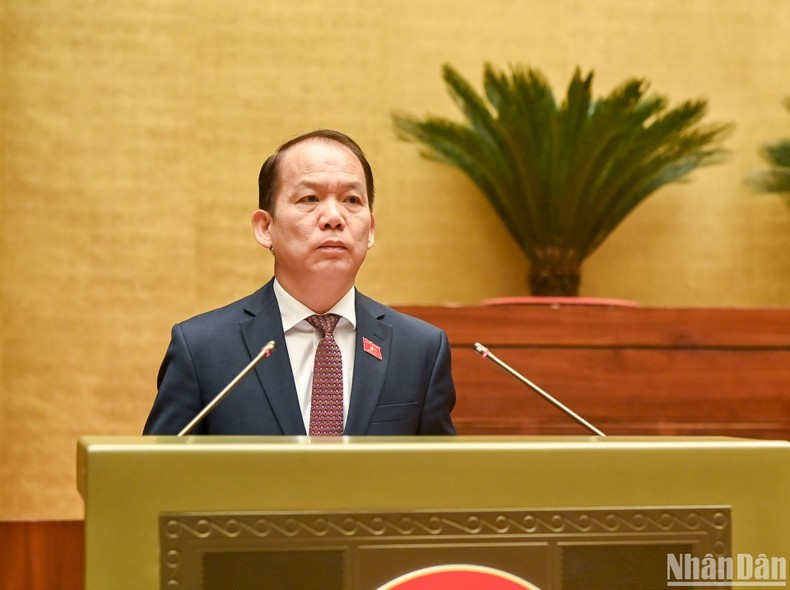 Chủ nhiệm Ủy ban Pháp luật Hoàng Thanh Tùng trình bày báo cáo thẩm tra. (Ảnh: Duy Linh) Chủ nhiệm Ủy ban Pháp luật Hoàng Thanh Tùng trình bày báo cáo thẩm tra. (Ảnh: Duy Linh)