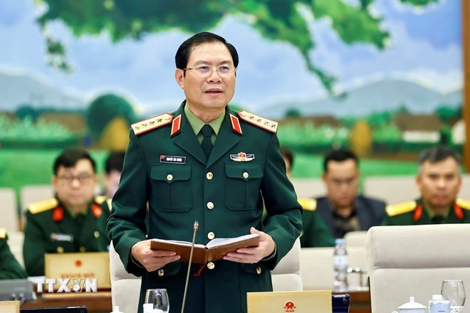 Đại tướng Nguyễn Tân Cương, Tổng Tham mưu trưởng Quân đội nhân dân Việt Nam, Thứ trưởng Bộ Quốc phòng phát biểu. (Ảnh: Doãn Tấn/TTXVN) Đại tướng Nguyễn Tân Cương, Tổng Tham mưu trưởng Quân đội nhân dân Việt Nam, Thứ trưởng Bộ Quốc phòng phát biểu. (Ảnh: Doãn Tấn/TTXVN)