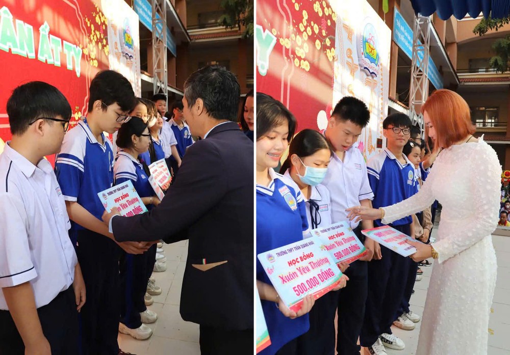 Chương trình Hội xuân Ất Tỵ 2025 tại Trường Trung học phổ thông Trần Quang Khải mở đầu bằng lễ trao học bổng ‘’Xuân yêu thương’’ cho học sinh. 4679a783d0776e293766.jpg