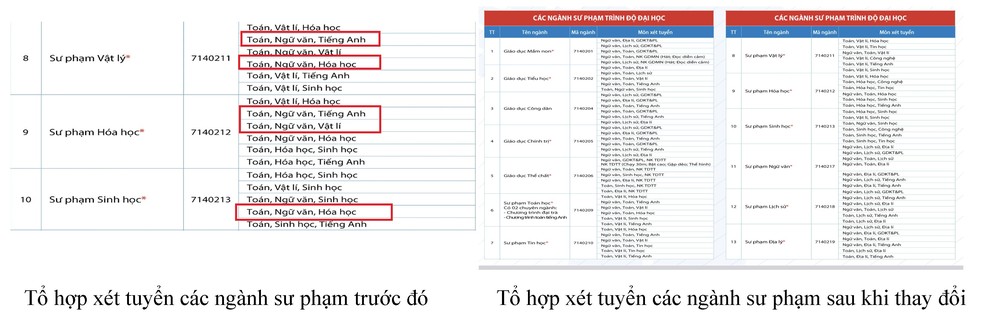 Trường Đại học Đồng Tháp điều chỉnh tổ hợp xét tuyển nhiều ngành sư phạm. Ảnh: chụp màn hình Untitled-2.jpg