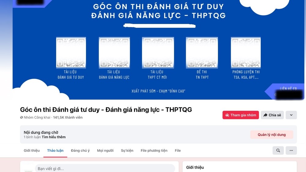 Một nhóm luyện thi thu hút gần 150.000 thành viên tham gia. Ảnh chụp màn hình. giadinh-1-3414-2671.jpg
