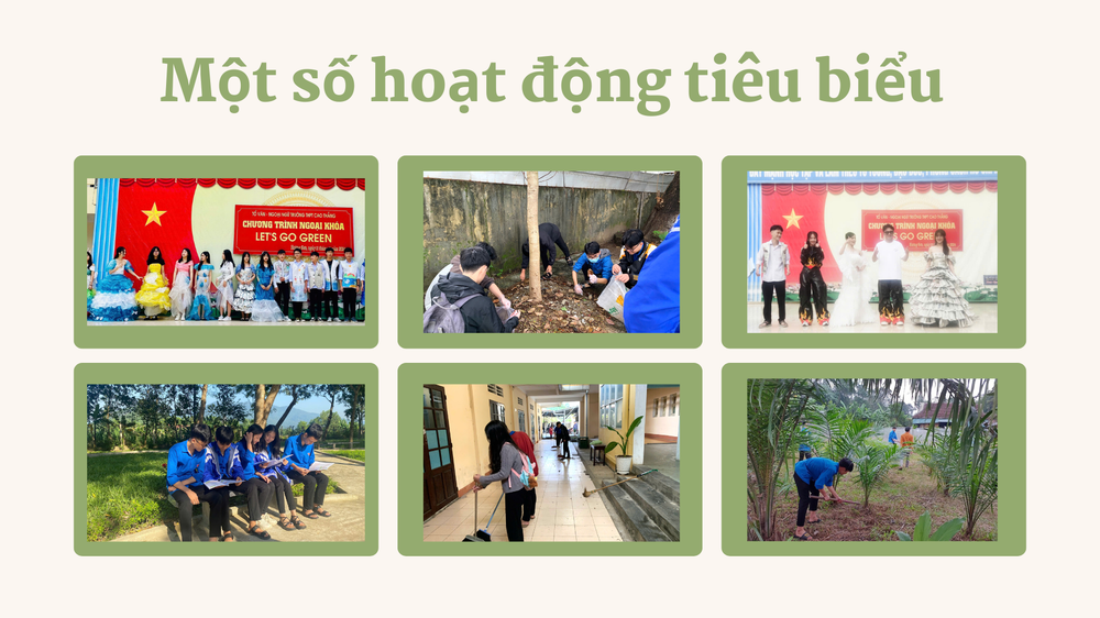 Học sinh Trường Trung học phổ thông Cao Thắng tích cực tham gia hoạt động bảo vệ môi trường. (Ảnh: website nhà trường, thiết kế: Thảo Lê) 2.png