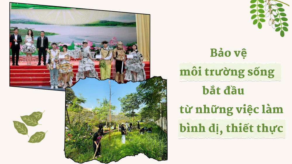 Những hoạt động bảo vệ môi trường của học sinh Trường Trung học phổ thông Nguyễn Huệ. (Ảnh: website nhà trường, thiết kế: Thảo Lê) 6.png