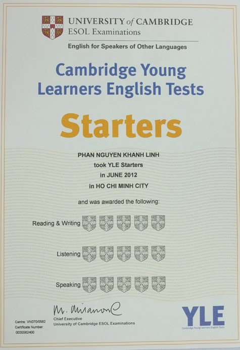 Giới thiệu về chứng chỉ Cambridge Staters dành cho cấp độ tiểu học