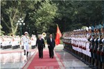 Tổng Bí thư Nguyễn Phú Trọng đón trọng thể Tổng Bí thư, Chủ tịch nước Lào