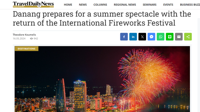 Báo chí quốc tế đồng loạt lên tin về Lễ hội pháo hoa quốc tế Đà Nẵng – DIFF 2024