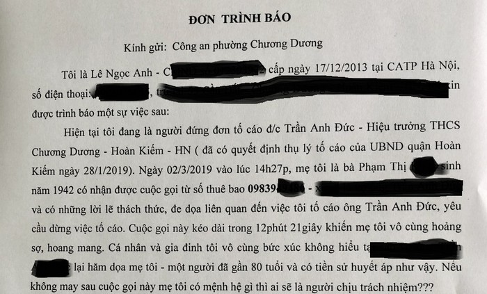 Cô giáo tố Hiệu trưởng lạm thu, mẹ già 80 tuổi bị gọi điện đe dọa