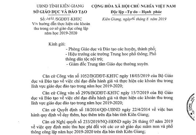 Sở Giáo dục Kiên Giang chấn chỉnh tình trạng lạm thu