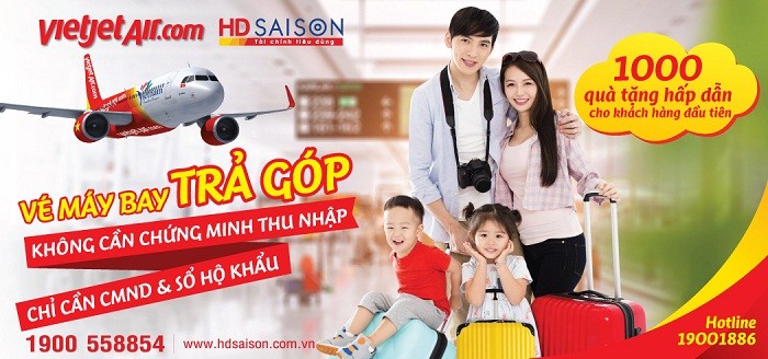 Lần đầu tiên, khách hàng có thể mua trả góp vé máy bay Vietjet cùng HD SAISON