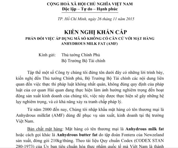 Kiến nghị doanh nghiệp sữa