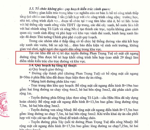 Theo Quyết định 1066 thì chung cư CT10 và CT8 phía mặt đường Phan Trọng Tuệ chỉ được xây 29 tầng