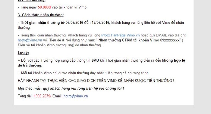 Thể lệ và lưu ý trúng thưởng khi chương trình bắt đầu - ảnh do khách hàng cung cấp.