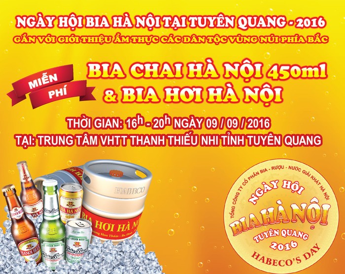 Chỉ còn 2 ngày nữa Ngày hội Bia Hà Nội tại thành phố Tuyên Quang sẽ chính thức bắt đầu