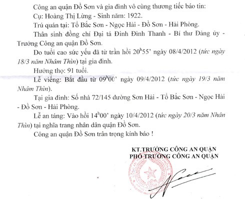 Me truong cong an quan mat, gui thong bao doanh nghiep