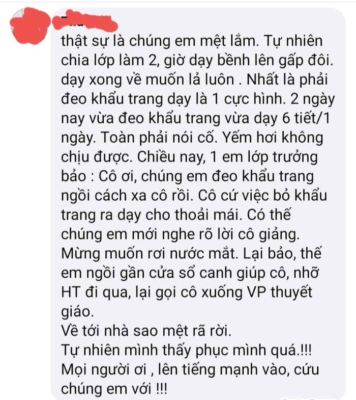 Lời kêu than của một giáo viên vừa phải dạy tăng tiết, vừa phải chịu nỗi khổ của khẩu trang (Ảnh tác giả)