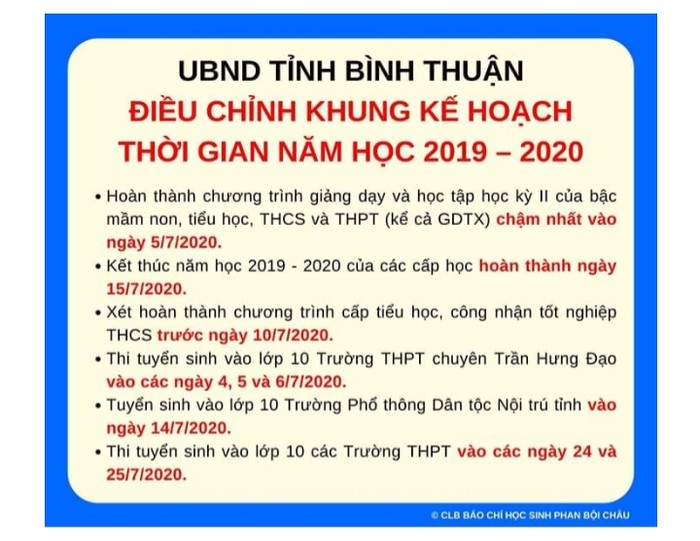 Kế hoạch điều chỉnh khung kế hoạch thời gian năm học (Ảnh Phan Tuyết)