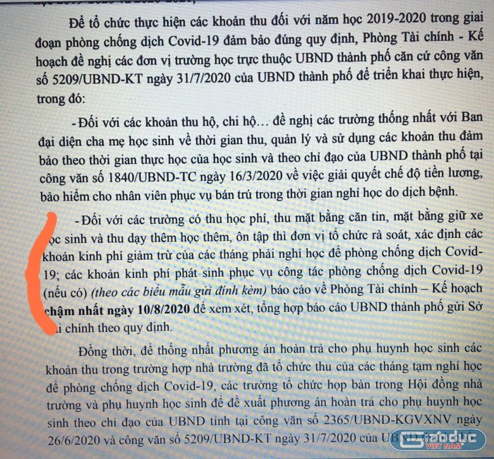 Công văn số: 1231/TCKH-TC về việc triển khai thực hiện các khoản thu trong lĩnh vực giáo dục năm học 2019 -2020- 2002 -2021.