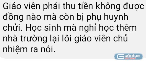 Tin nhắn của giáo viên một trường trung học (Ảnh tác giả)