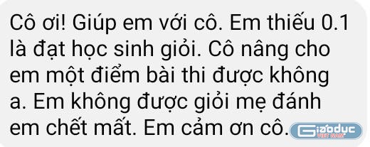 Tin nhắn xin điểm của một học sinh (Ảnh: CTV)