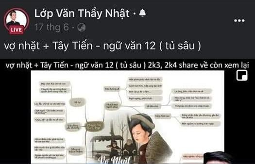 Một lớp ôn thi giáo viên hướng dẫn tủ sâu tác phẩm Vợ nhặt (Ảnh minh họa, chụp màn hình 1 tài khoản luyện thi Ngữ văn trên facebook)