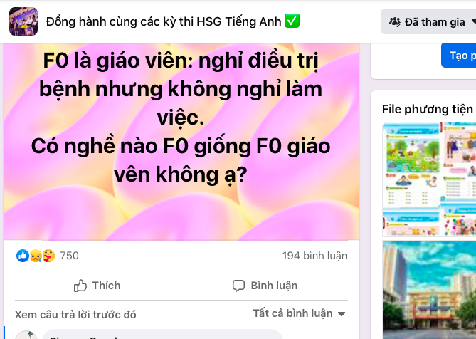 Những chia sẻ liên quan đến việc giáo viên mắc Covid-19 vẫn phải dạy học. (Ảnh: Báo Tin tức/TTXVN)