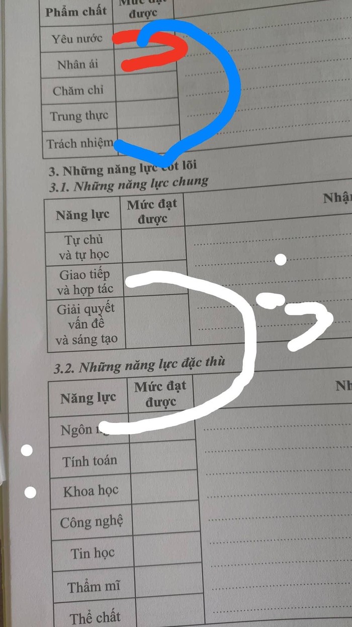 Nhiều mục yêu cầu nhận xét khá trùng lặp về ý (Ảnh tác giả)