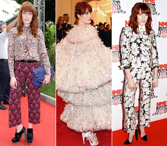 Florence Welch tại buổi công chiếu Women's Tales ở Venice, Ý; tại Costume Institute Gala ở NYC; tại giải thưởng NME ở London