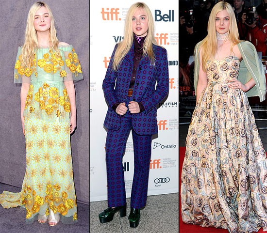 Elle Fanning tại giải thưởng Choice Movie 17 ở L.A.; tại buổi công chiếu 'Ginger & Rosa' ở Toronto, Canada; tại Liên hoan phim London BFT 56 ở Anh.