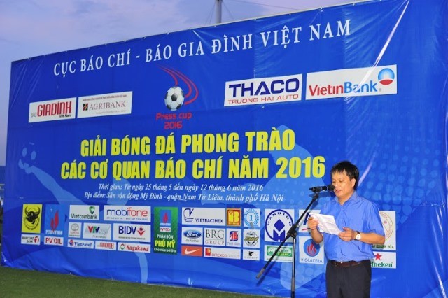 Ông Hồ Minh Chiến, Tổng biên tập báo Gia đình Việt Nam, Trưởng ban tổ chức phát biểu bế mạc giải Press cup 2016