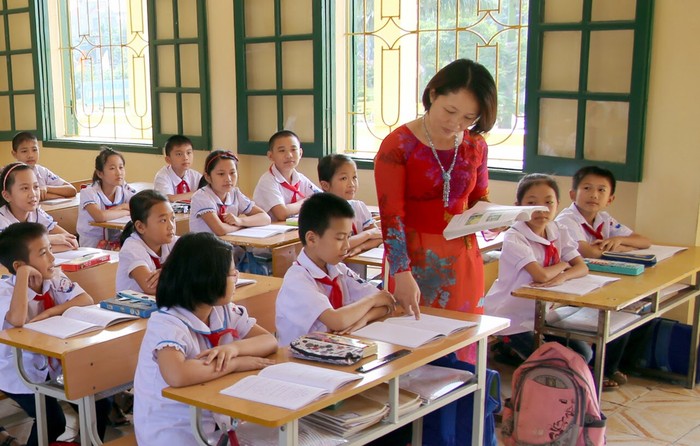 Ở cấp tiểu học, theo thống kê của Bộ Giáo dục và Đào tạo, hiện có trên 80% số học sinh trong cả nước đang được học 2 buổi/ngày. (Ảnh minh họa: giaoduc.net.vn)