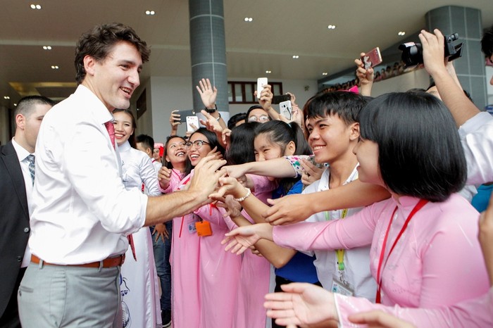 Thủ tướng Cộng hòa Canada, Justin Trudeau thăm và tọa đàm với giảng viên, sinh viên Đại học Tôn Đức Thắng hồi tháng 11/2017 (ảnh: TDTU)