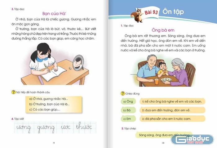 Bài &quot;Lừa, thỏ và cọp&quot; (1,2) được thay thế bằng bài &quot;Bạn của Hà&quot; và &quot;Ông bà em&quot;