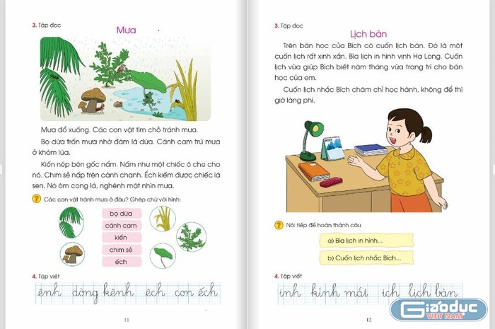 Bài &quot;Ứớc mơ của tảng đá&quot; (1,2) được thay thế bằng bài &quot;Mưa&quot; và &quot;Lịch bàn&quot;