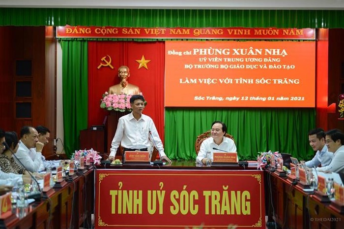 Bí thư Tỉnh ủy Sóc Trăng Lâm Văn Mẫn tiếp thu và chỉ đạo triển khai các đề xuất của Bộ Giáo dục và Đào tạo ngay tại buổi làm việc