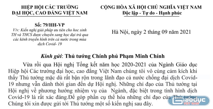 Kiến nghị của Hiệp hội Các trường đại học, cao đẳng Việt Nam