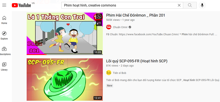 Tìm kiếm video mang giấy phép Creative Commons trên YouTube