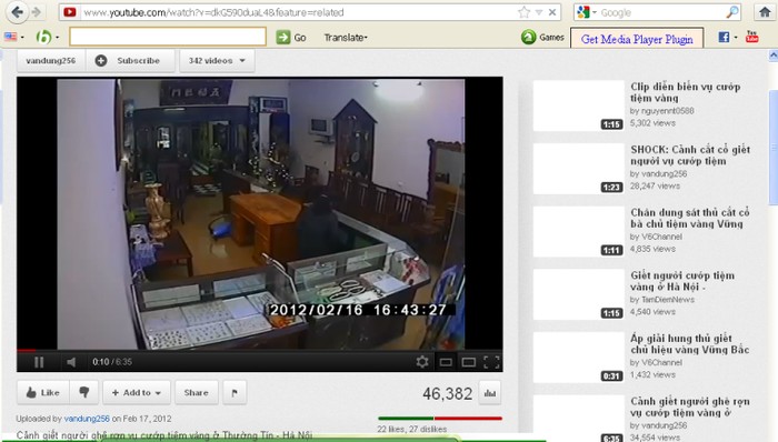 Clip ghi lại cảnh giết người cướp vàng ở Thường Tín xuất hiện dày đặc trên mạng xã hội Youtube