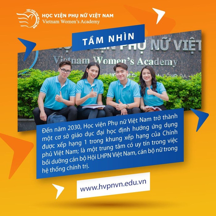 Trong Tầm nhìn của Học viện Phụ nữ Việt Nam cũng thể hiện việc &quot;là một trung tâm có uy tín trong việc bồi dưỡng cán bộ Hội liên hiệp Phụ nữ Việt Nam, cán bộ nữ trong hệ thống chính trị”. Ảnh: hvpnvn.edu.vn