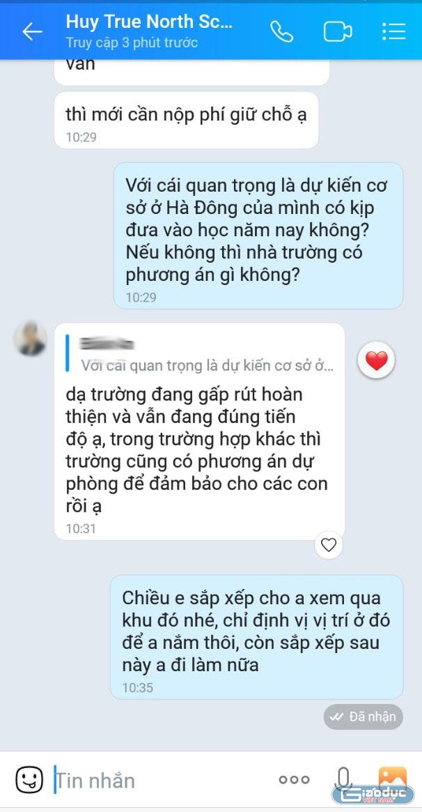 Nhân viên tư vấn của True North School khẳng định, trường vẫn đang xây dựng đúng tiến độ. Trong trường hợp khác cũng sẽ có phương án dự phòng. Ảnh: Trung Dũng