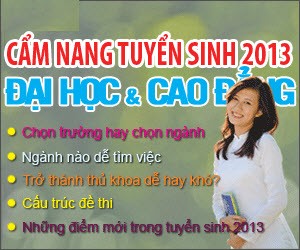 Bìa Cuốn "Cẩm nang tuyển sinh 2013" do NXB Trẻ phát hành