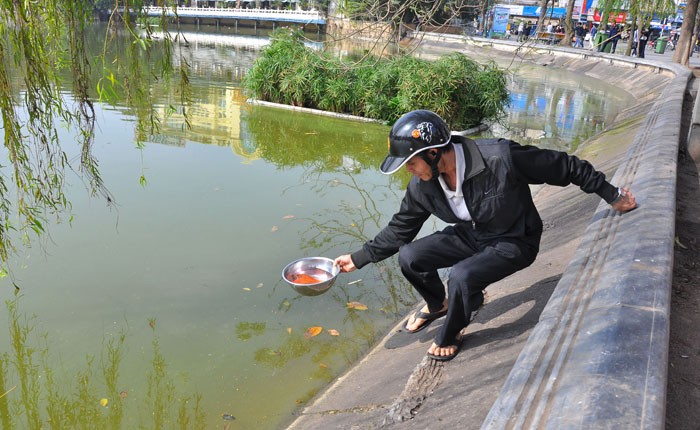 Các đại điểm ao, hồ, sông là nơi người dân tập trung đông để thả cá