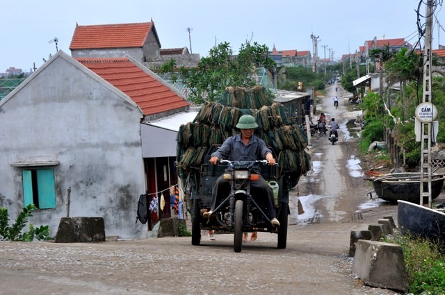 Những chuyến xe chở phương tiện đánh bắt lại hối hả về bãi để tập kết