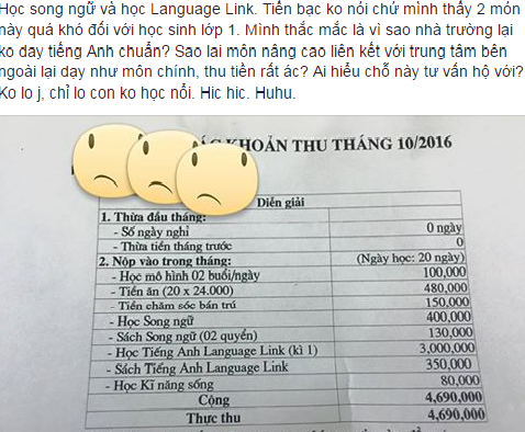 Anh Nguyễn P.C có con học ở quận Long Biên chia sẻ suy nghĩ của mình về dạy liên kết ngoại ngữ với phóng viên (ảnh Trinh Phúc).