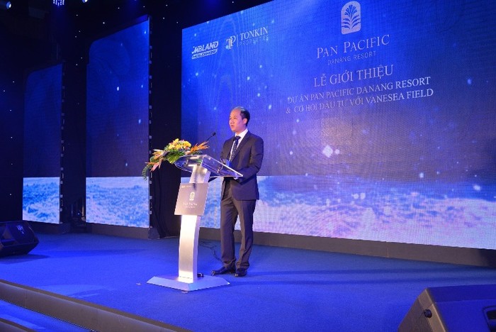 Ông Nguyễn Hoàng Linh - Phó Giám đốc MBLand Holdings chia sẻ về dự án Pacific DanangResort (ảnh Trinh Phúc).