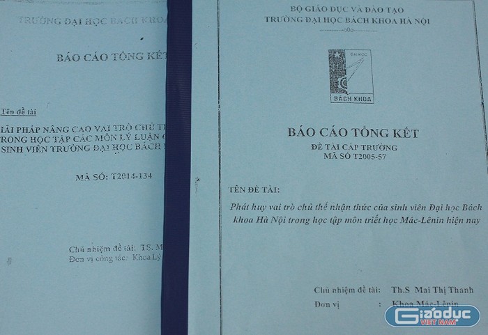 Cả hai công trình bị tố là sao chép, trùng lặp này đã được nghiệm thu và được Trường Đại học Bách Khoa Hà Nội ghi danh vào hồ sơ thi thăng hạng giảng viên cao cấp của bà Mai Thị Thanh (ảnh Trinh Phúc).