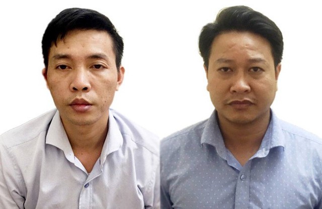 Bị can Đỗ Mạnh Tuấn và Nguyễn Khắc Tuấn dính líu đến vụ gian lận điểm thi ở Hòa Bình (ảnh nguồn VTV).