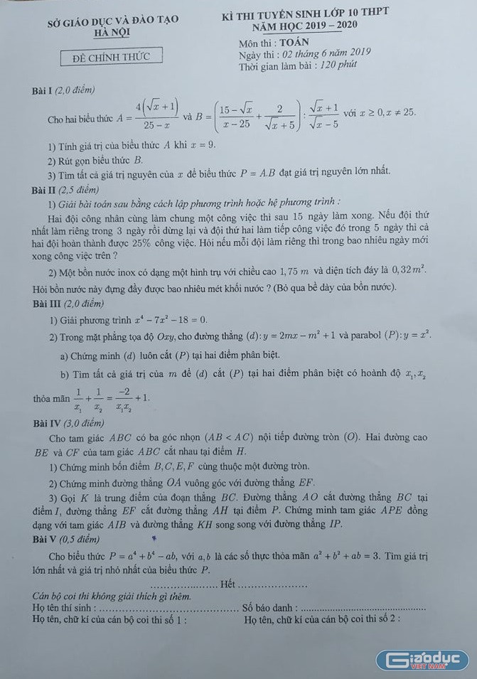 Đề thi toán 120 phút nhiều em không làm xong bài (ảnh Trinh Phúc)