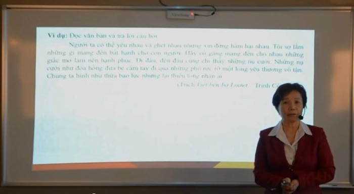 Phương pháp làm bài tập &quot;Đọc hiểu&quot; trong đề thi Ngữ văn kỳ thi Trung học phổ thông Quốc gia do cô giáo Lê Hằng giảng dạy (ảnh chụp màn hình).