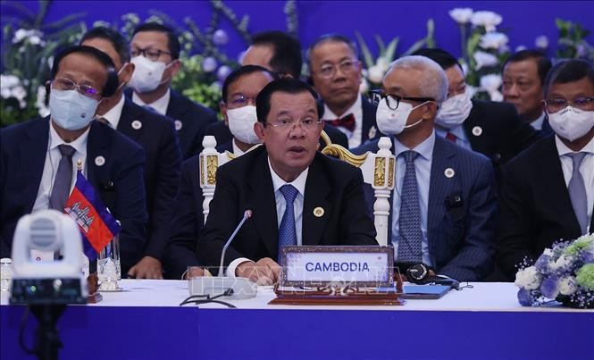 Thủ tướng Campuchia, Chủ tịch ASEAN 2022 Samdech Techo Hun Sen phát biểu. Ảnh: Dương Giang/TTXVN